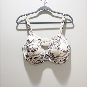 SOMA Women’s Embraceable Perfect Coverage Floral Tropical Print Cream Black Bra